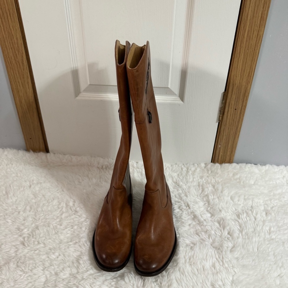 Frye Brown Leather Knee High Cowgirl Boots Size 6.5 - Picture 13 of 16